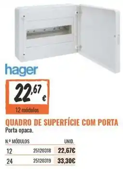 Obramat hager quadro de superfície com porta opaca promoção