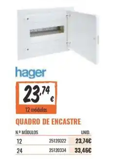 Obramat hager quadro de encastre promoção
