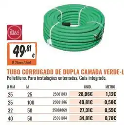 Obramat Tubo corrugado de dupla camada verde-l promoção