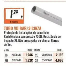 Obramat tubo vd bar/3 cinza promoção