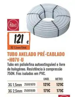 Obramat Rvl tubo anelado pré-cablado +h07v-u promoção