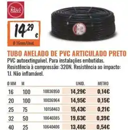 Obramat Tubo anelado de pvc articulado preto revi promoção