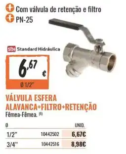 Obramat stn standard hidráulica válvula esfera alavanca+filtro+retenção fêmea-fêmea promoção