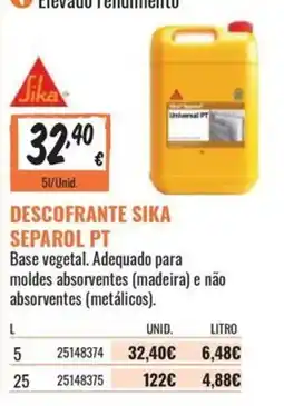 Obramat descofrante sika separol pt promoção