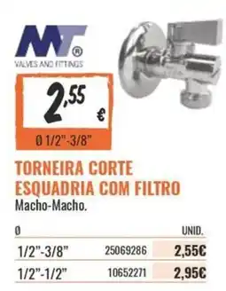 Obramat mt torneira corte esquadria com filtro macho-macho promoção
