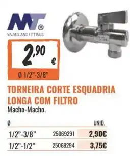 Obramat mt torneira corte esquadria longa com filtro macho-macho promoção