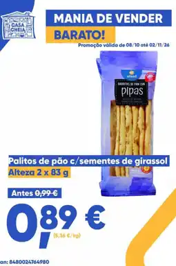 Casa Cheia Palitos de pão c/sementes de girassol Alteza promoção