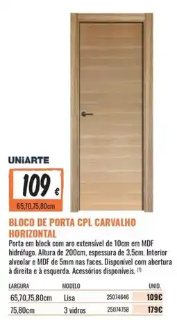 Obramat bloco de porta cpl carvalho horizontal promoção