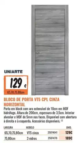 Obramat bloco de porta vt5 cpl cinza horizontal promoção