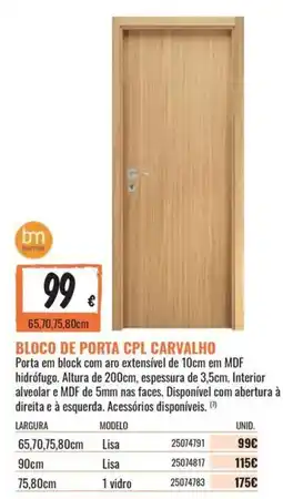 Obramat bloco de porta cpl carvalho promoção