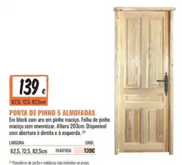 Obramat Porta de pinho 5 almofadas promoção
