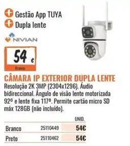 Obramat Câmera ip exterior dupla lente nivian promoção