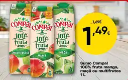 Froiz Sumo compal 100% fruta manga, maça ou multifrutos promoção