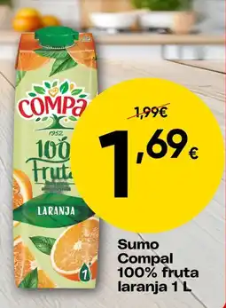 Froiz Sumo compal 100% fruta laranja promoção