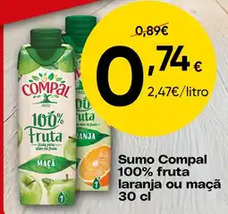 Froiz Sumo compal 100% fruta laranja ou maçã promoção