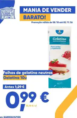 Casa Cheia Folhas de gelatina neutras Gelatina 10u promoção