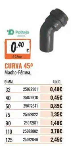 Obramat Curva 45º Macho-Fêmea promoção
