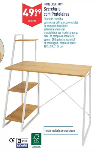 ALDI Secretária com Prateleiras promoção