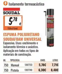 Obramat Espuma poliuretano soudafom universal promoção