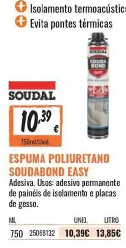Obramat espuma poliuretano soudabond easy promoção