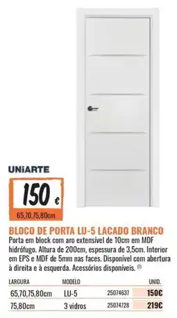 Obramat bloco de porta lu-5 lacado branco promoção