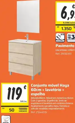 Obramat Conjunto móvel Haya + lavatório + espelho promoção