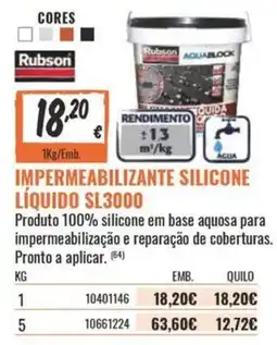 Obramat Rubson impermeabilizante silicone líquido sl3000 promoção