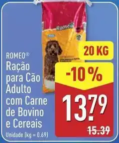 ALDI Romeo - racao para cao adulto com carne de bovino e cereais promoção