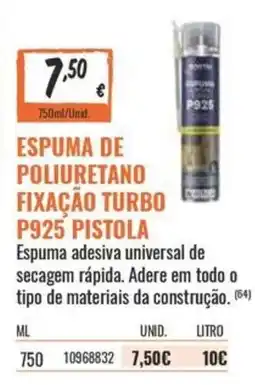 Obramat espuma de poliuretano fixação turbo p925 pistola promoção