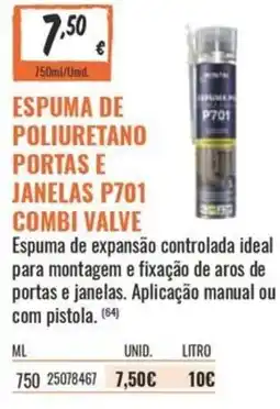 Obramat espuma de poliuretano portas e janelas p701 combi valve promoção