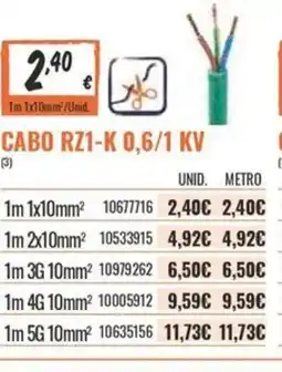 Obramat Cabo rz1-k 0,6/1 kv promoção