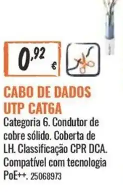 Obramat Cabo de dados utp cat6a promoção