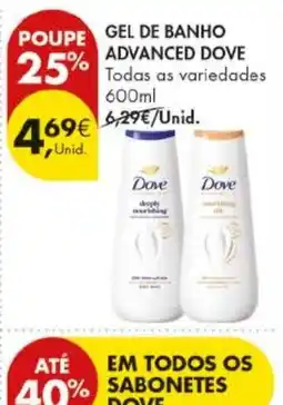 Pingo Doce Gel de banho advanced dove promoção