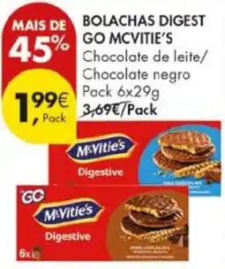 Pingo Doce Bolachas digest go mcvitie's chocolate de leite/chocolate negro promoção