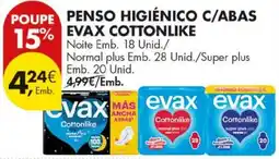 Pingo Doce penso higiénico c/abas evax cottonlike promoção