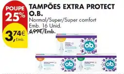 Pingo Doce tampões extra protect o.b. promoção