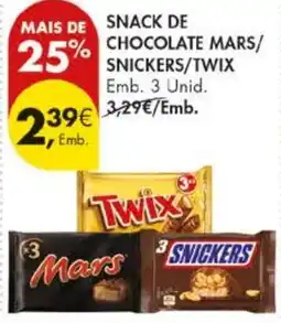 Pingo Doce snack de chocolate mars/snickers/twix promoção