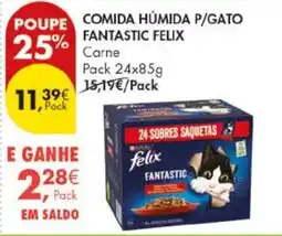 Pingo Doce comida húmida p/gato fantastic felix carne promoção