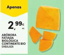 Continente Abóbora fatiada biológica continente bio embalada promoção