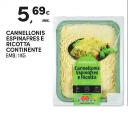 Continente Cannellonis espinafres e ricotta continente promoção