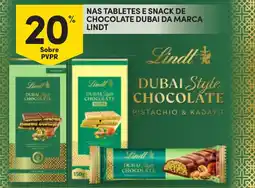 Continente Nas tabletes e snack de chocolate dubai da marca lindt promoção
