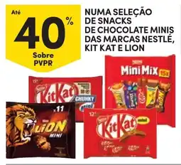 Continente Snacks de chocolate minis das marcas nestlé, kit kat e lion promoção