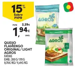 Continente Queijo flamengo original/light agros promoção
