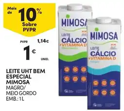 Continente Leite uht bem especial mimosa magro/meio gordo promoção