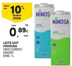 Continente Leite uht mimosa meio gordo/magro promoção