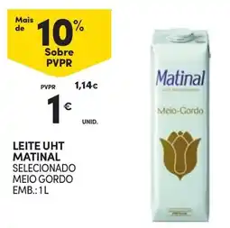 Continente Leite uht matinal selecionado meio gordo promoção
