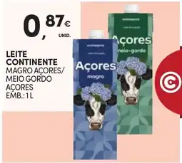 Continente Leite continente magro açores/meio gordo açores promoção