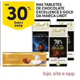 Continente nas tabletes de chocolate excellence e gold da marca lindt promoção