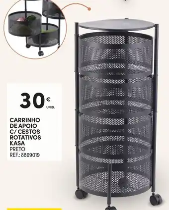 Carrinho de apoio c/ cestos rotativos kasa preto