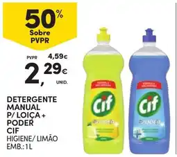 Continente Detergente manual p/ loica + poder cif higiene/ limao promoção